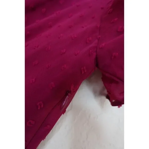 Lulus Next to You Plum Swiss Dot Ruffled Midi Dress - Picture 6 of 8